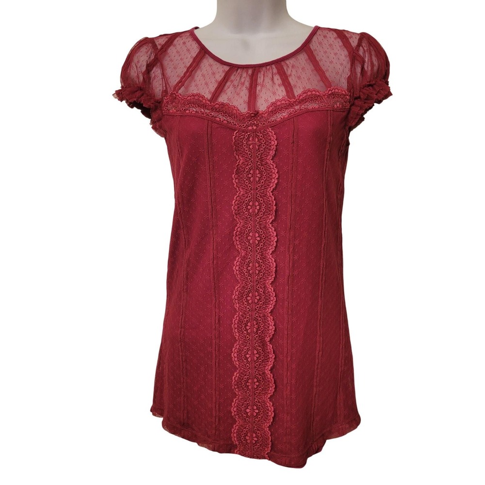Free People S Lace Babydoll Y2K Top Sheer Cap Sleeves Boho Coquette Chic Summer